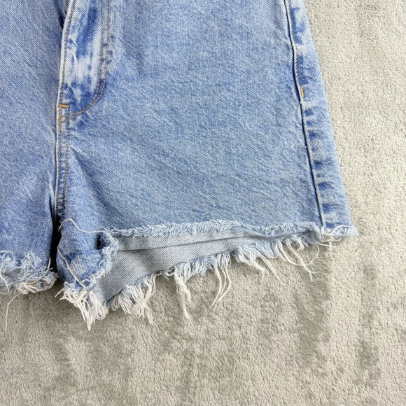 Zara Womens Denim Cutoff Shorts Womens 2 Blue Denim High Waist Raw Hem Festival - Picture 11 of 16